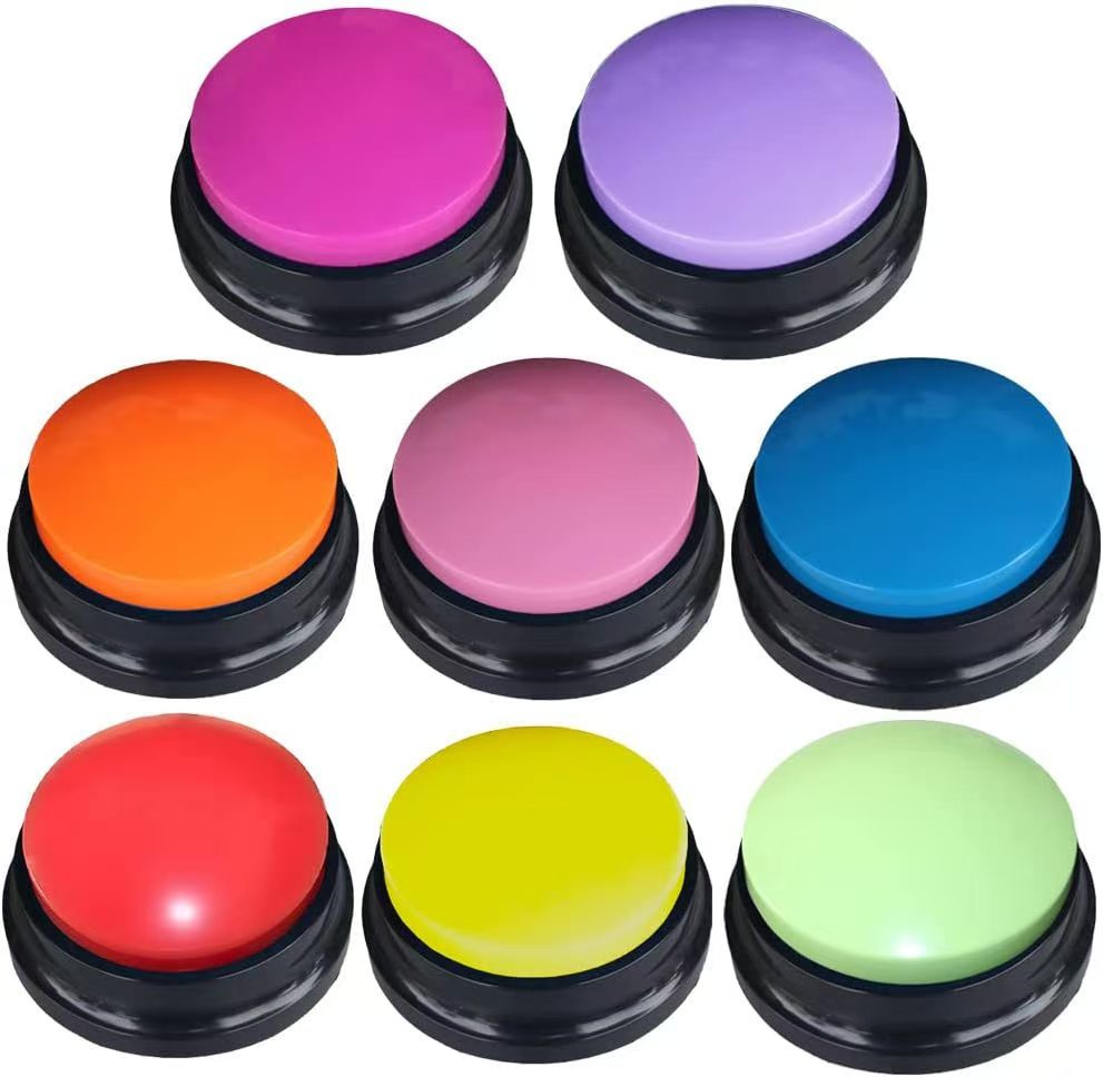 Dog Buttons for Communication,Talking Buttons for Dogs,8 Recordable Sound Buttons + 24 Scene Patterns + 1 Dog Button Mat+ 16 AAA
